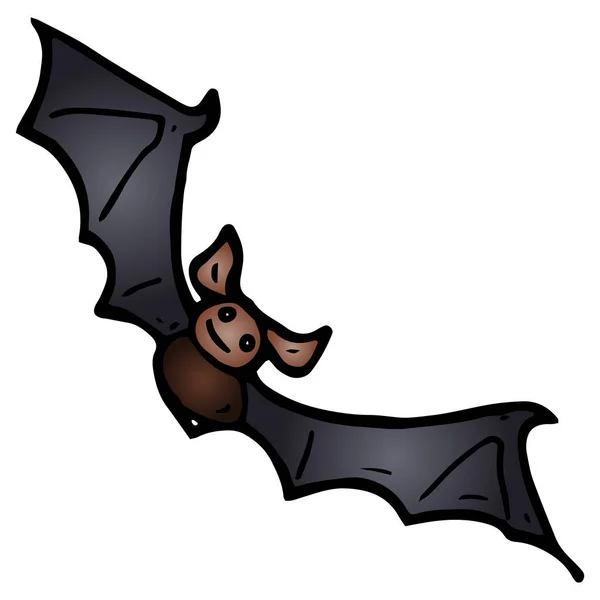 Ručně Kreslené Halloween Bat Ilustrace Stylu Doodle — Stockový vektor