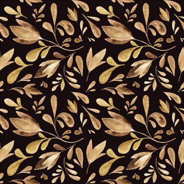 Bej renkli çiçeklerin kusursuz suluboya desenleri. El çizimi suluboya deseni. 