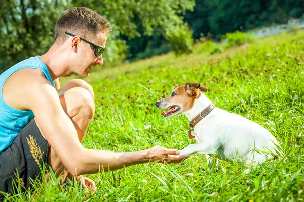 Köpek ve eğitim sahibi — Stok fotoğraf