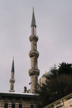 İstanbul 'da günde bir kış. Mavi Cami. Minare