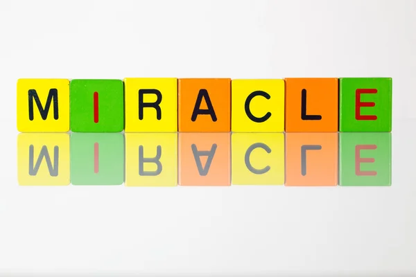 Miracle - a felirat a gyermekek blokkok — Stock Fotó