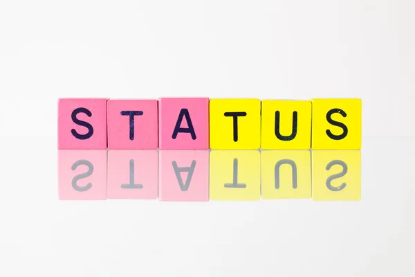 Status - uma inscrição de blocos de crianças — Fotografia de Stock