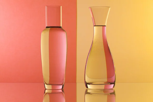 Glasses of water on the glass desk — Stock Photo, Image