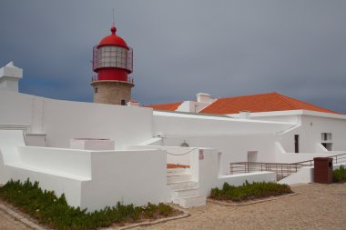 Deniz feneri Cabo de Sao Vicente, Sagres, Algarve, Portekiz (boğa
