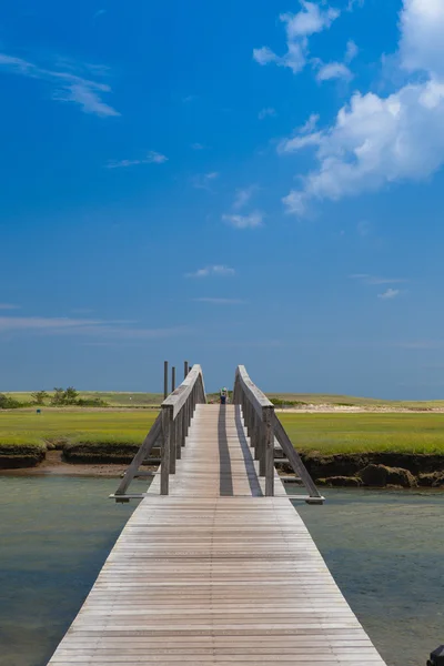 著名的小镇的脖子海滩浮桥三明治，马萨诸塞州美国 — 图库照片