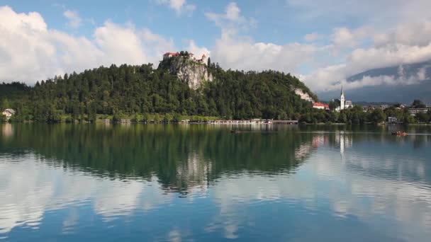 Lago di Bled con castello, Slovenia — Video Stock