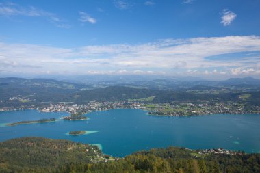 Pyramidenkogel, göl Worthersee, Carinthia, Avusturya görünümünü