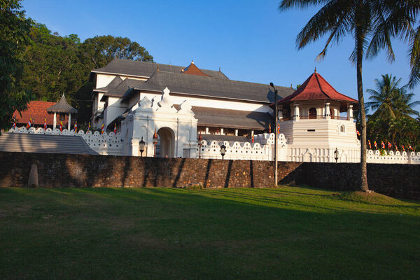 Kandy,Sri Lanka - January 21,2019: Temple of the Sacred Tooth Relic. The Temple of the Tooth in Kandy is one of Sri Lanka s most popular cultural sights, and home to a tooth belonging to Buddha.