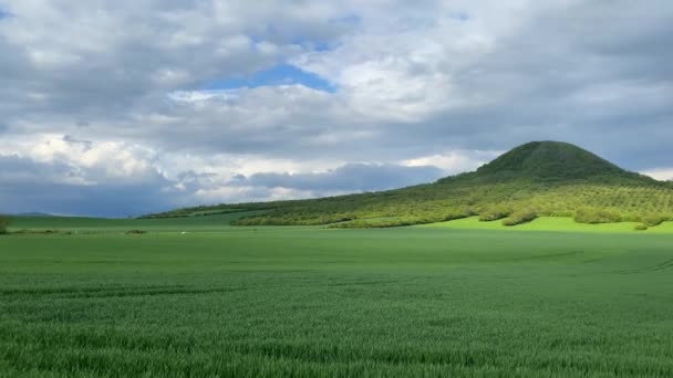 波希米亚中部高地的奥布里克山 Oblik Hill 位于捷克共和国北部的波希米亚山脉 全长约80公里 从东北部的Ceska Lipa延伸至Louny — 图库视频影像