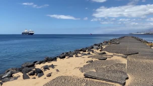 Santa Cruz Tenerife Tenerife Junio 2021 Playa Las Teresitas Una — Vídeos de Stock