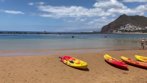 Santa Cruz Tenerife Teneriffa Juni 2021 Playa Las Teresitas Det — Stockvideo