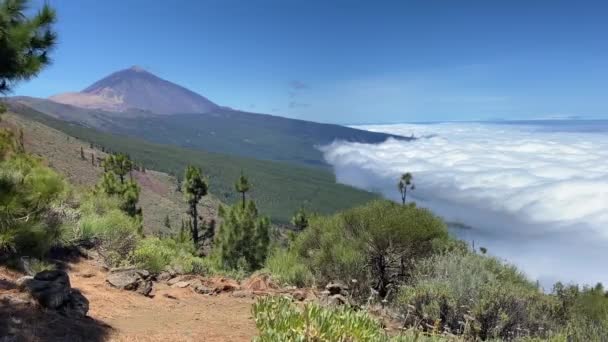 Góra Teide Jest Wulkan Teneryfie Wyspach Kanaryjskich Hiszpanii Szczyt Jest — Wideo stockowe