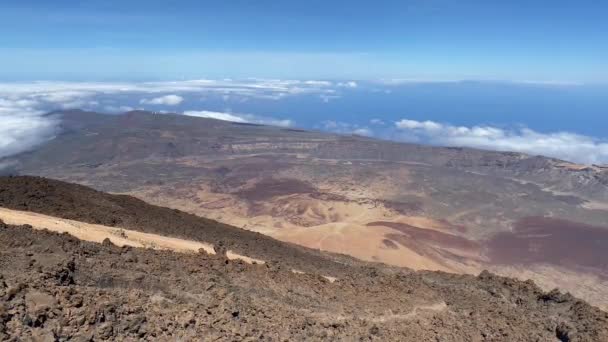 Kilátás Teide Hegyről Egy Vulkán Tenerifén Kanári Szigeteken Spanyolországban Csúcspontja — Stock videók