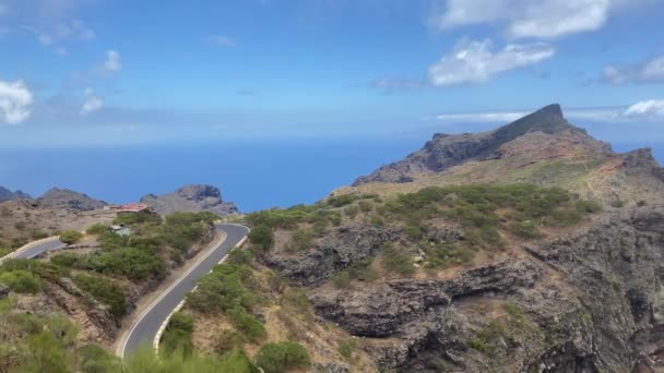 Scary Drive Impresionante Paisaje Del Valle Masca Masca Pequeño Pueblo — Vídeo de stock