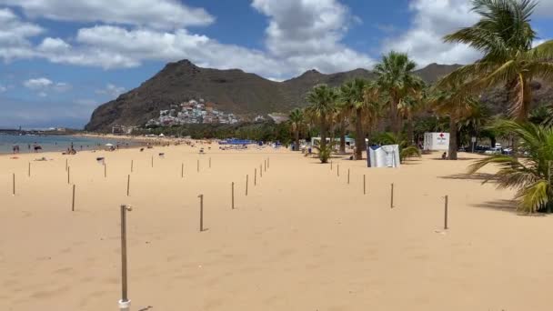 Santa Cruz Tenerife Tenerife Června 2021 Playa Las Teresitas Umělý — Stock video