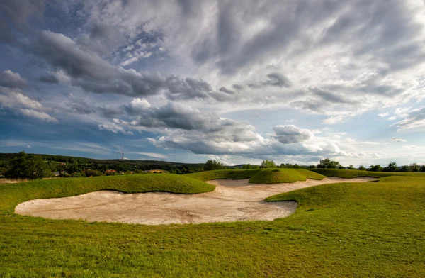 Detail of bunker on a flat golf course — Stock Photo, Image