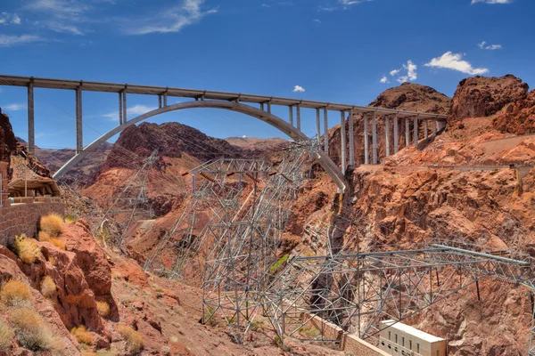 Hoover Bridge fra Hoover Dam, Nevada HDR Image - Stock-foto