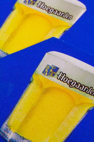 Beermats Hoegaarden bira — Stok fotoğraf