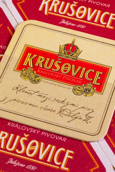 Krusovice ビールから Beermats. — ストック写真