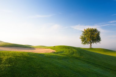 puslu sabah boş bir golf sahası