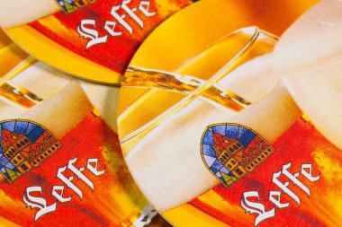 Beermats from Leffe Beer. clipart