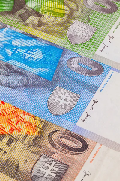 Different Slovakian   banknotes from on the table — Stock Photo, Image