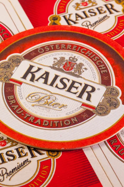 Beermats från Kaiser öl — Stockfoto