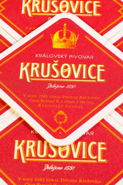 Beermats from Krusovice beer — Stock Photo, Image