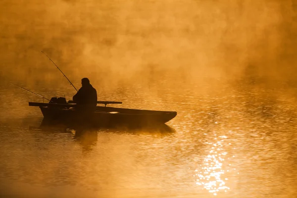 Рыбак на реке Влтаве — стоковое фото