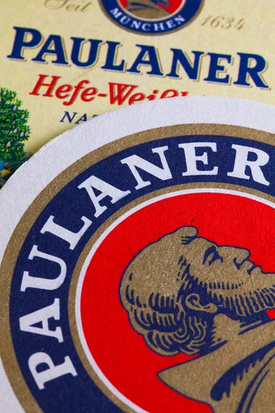 Beermats a Paulaner sört. — Stock Fotó