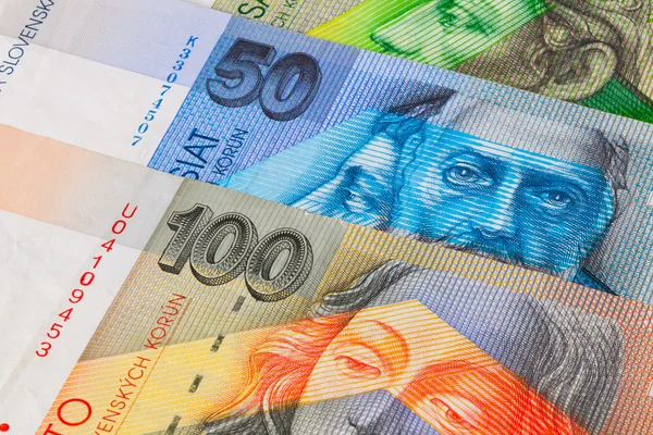 Different Slovakian   banknotes from on the table — Stock Photo, Image