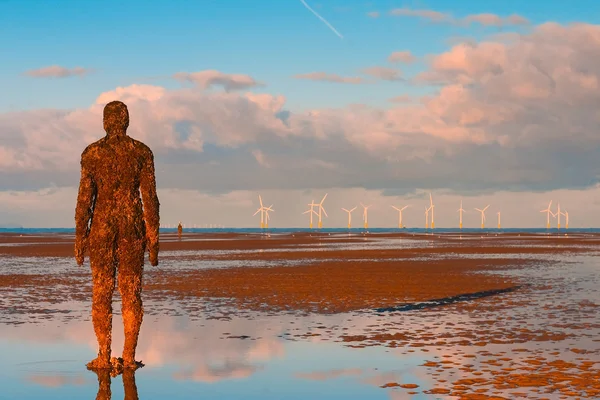 Spectacular sculptures are on Crosby beach. — Stock Photo, Image