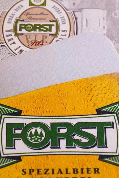 GERMANY,STRASBOURG-November 9,2014: Beermats from Forst beer. — Stock Photo, Image