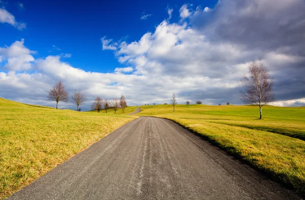 Leere Straße in der Frühlingslandschaft — Stockfoto