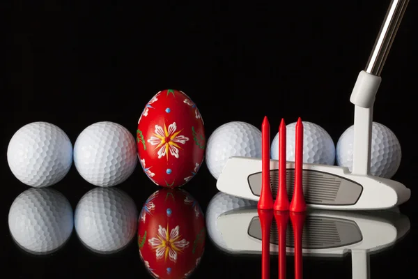 Equipamentos de golfe e ovo — Fotografia de Stock