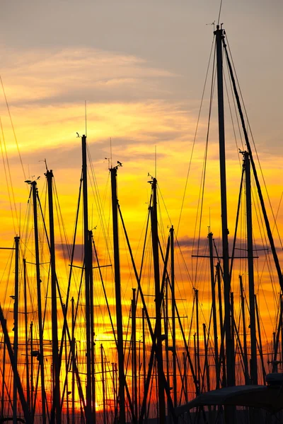 Sunset in the harbor, Marseille — Stock Photo, Image