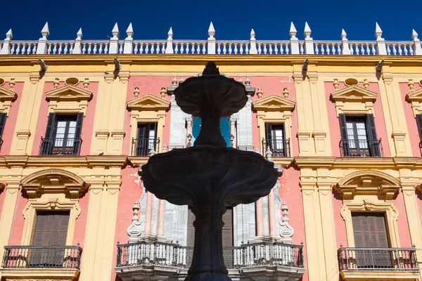 The baroque facade of Bishops palace in Malaga — Stock Photo, Image
