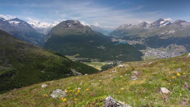 Panorama van het Oberengadin — Stockvideo