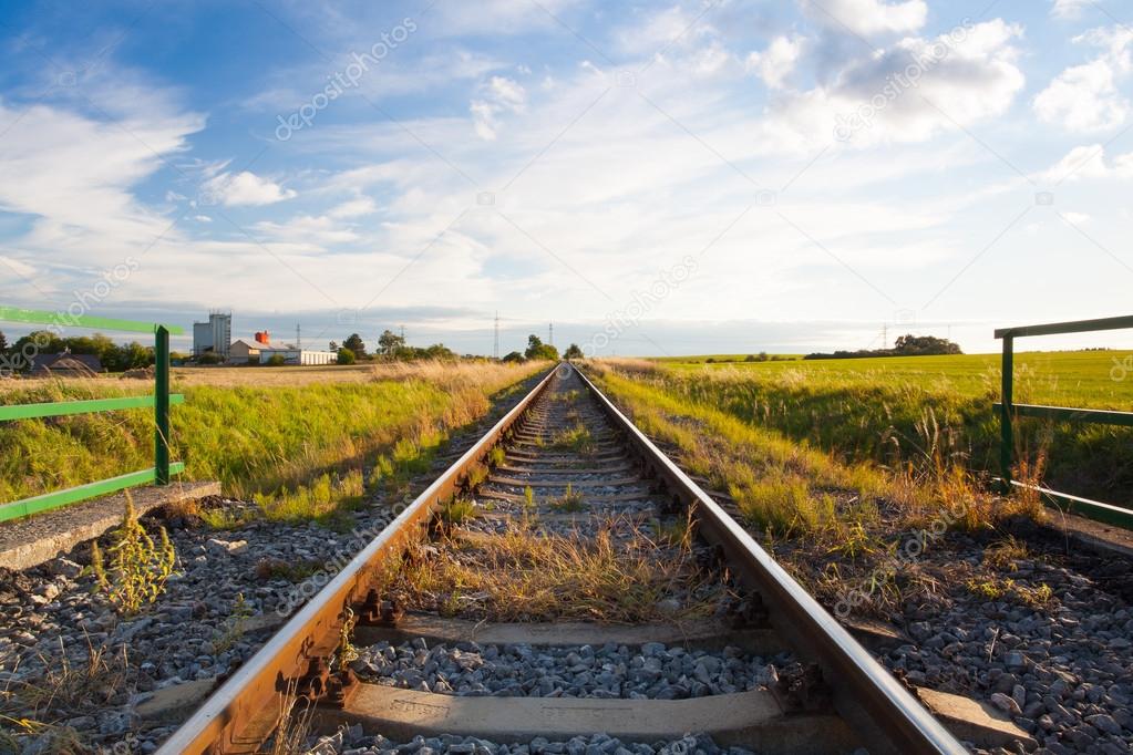 Sunset on the railway track