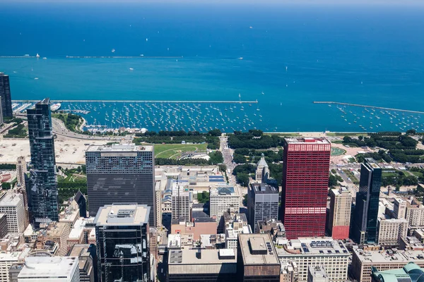 Visa på chicago skyline panorama — Stockfoto