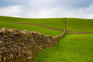 Yorkshire Dales mera tipik kuru taş duvara