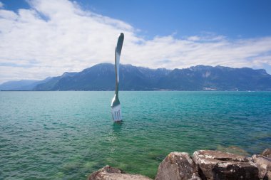 Dev çelik çatal su, Cenevre Gölü, vevey, İsviçre