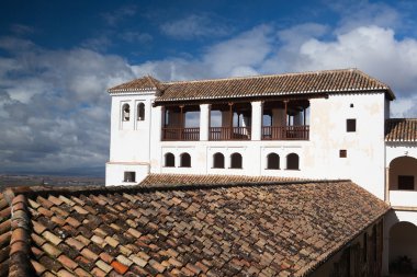 Beyaz bina Generalife palace, Granada, İspanya