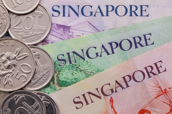 Singapur banknotów i monet — Zdjęcie stockowe