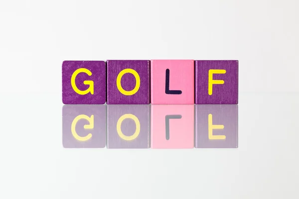 El golf - la inscripción de los bloques infantiles — Foto de Stock