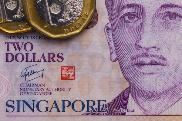 Банкноты и монеты Сингапура — стоковое фото