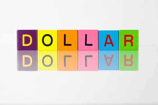 Dólar - la inscripción de los bloques infantiles — Foto de Stock