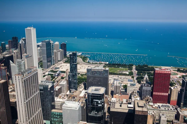 Visa på chicago skyline panorama — Stockfoto