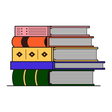 Kitapların düz vektör çizimi. Taslak simgesi, beyaz arkaplan.