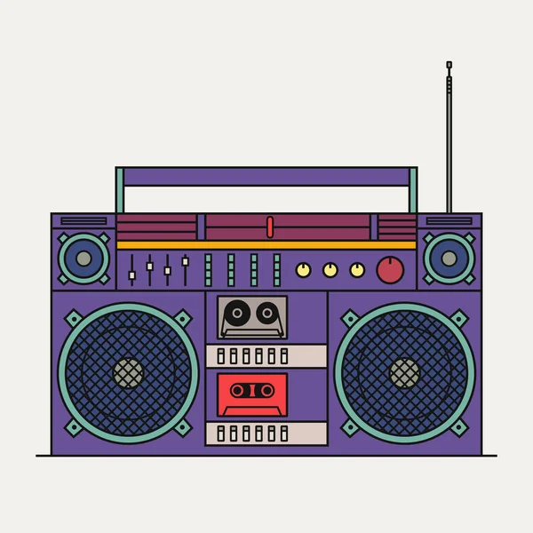 Vector Illustratie Van Retro Cassette Recorder Geïsoleerd Witte Achtergrond Overzicht — Stockvector